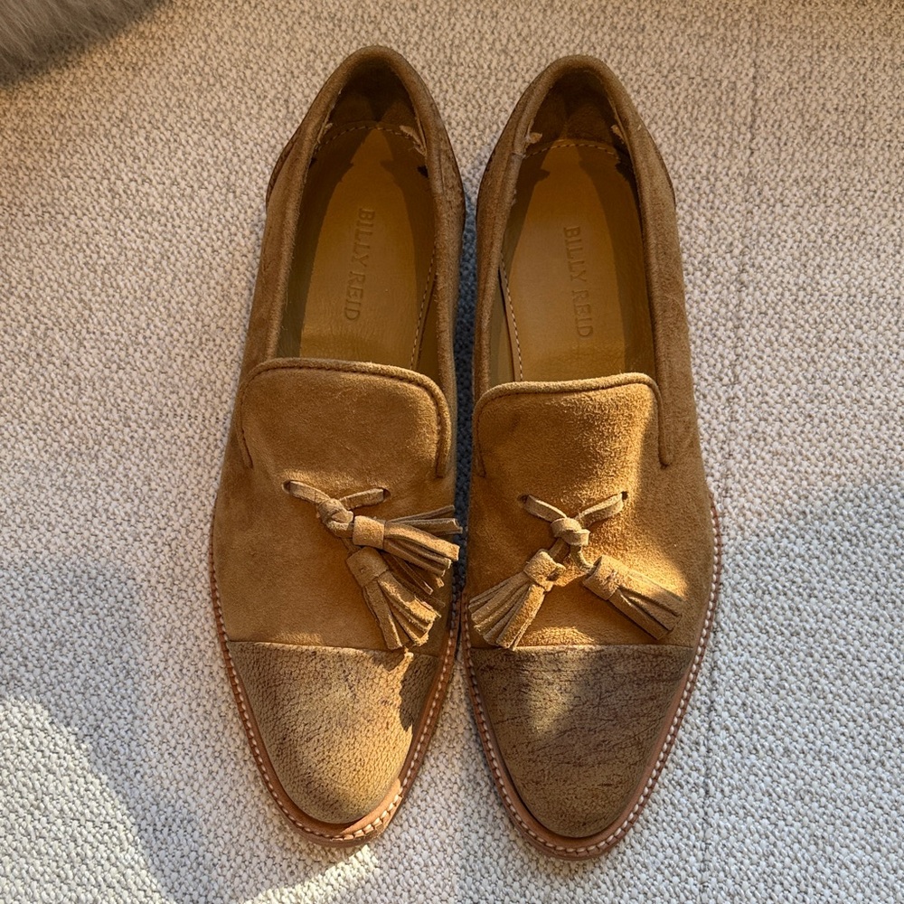 Billy Reid Tan Suede Tassel Loafers